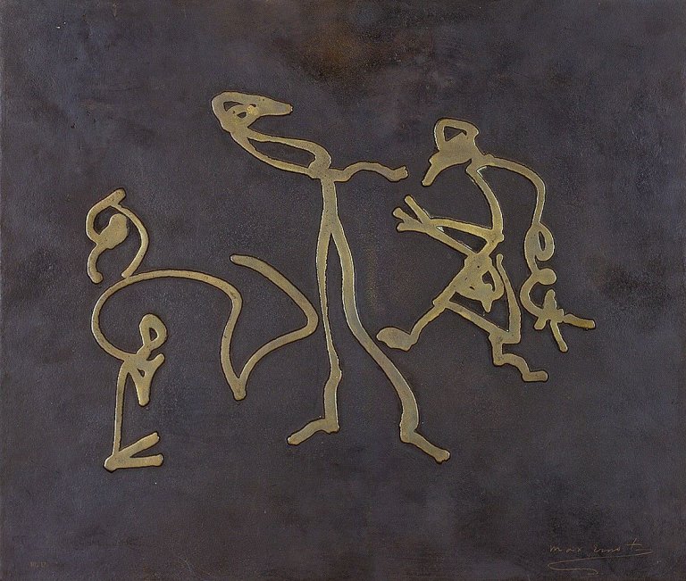 Auf diesem Bild ist das folgende Kunstwerk zu sehen: Max Ernst. Kinderstube >Wunderhorn<. Um 1970.