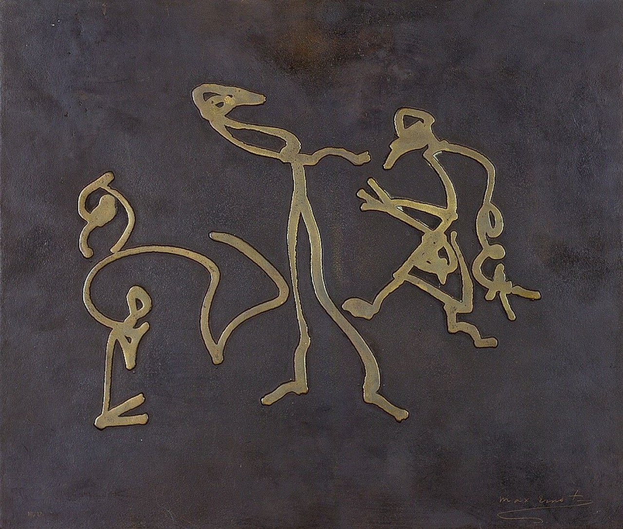 Auf diesem Bild ist das folgende Kunstwerk zu sehen: Max Ernst. Kinderstube >Wunderhorn<. Um 1970.