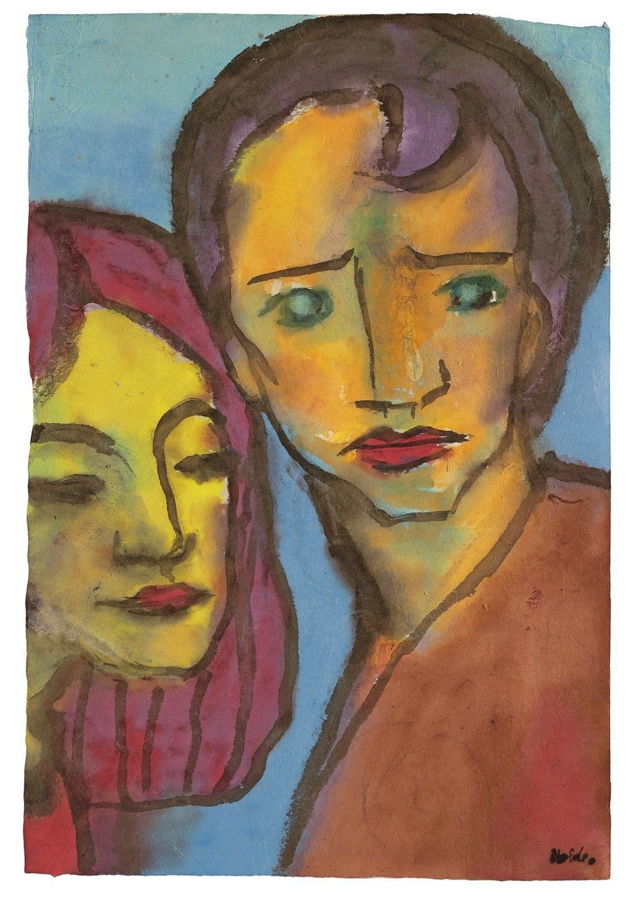 This picture shows the following artwork: Emil Nolde. „Zwei Köpfe (Paar)“. Circa 1930/35.