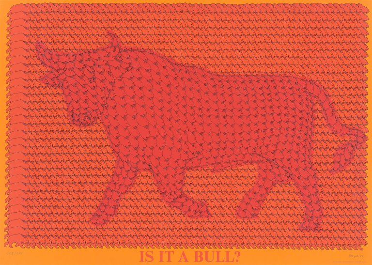 Auf diesem Bild ist das folgende Kunstwerk zu sehen: Thomas Bayrle. „Is it a Bull?“. 1972.