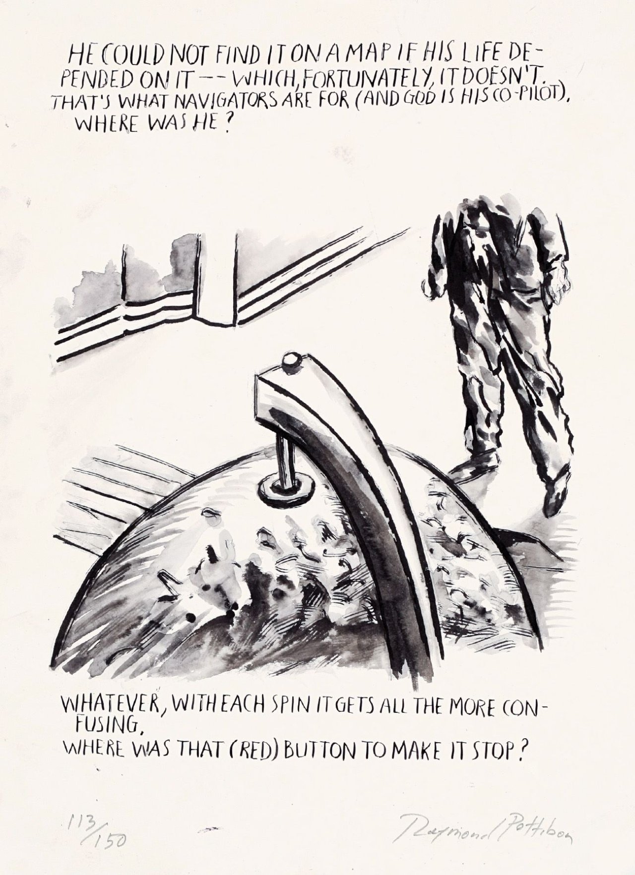 Auf diesem Bild ist das folgende Kunstwerk zu sehen: Raymond Pettibon. „No title (He could not)“. 2008.