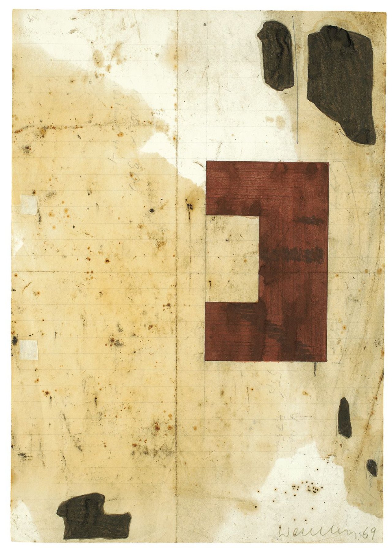 Auf diesem Bild ist das folgende Kunstwerk zu sehen: Franz Erhard Walther. Werkzeichnung. 1969.