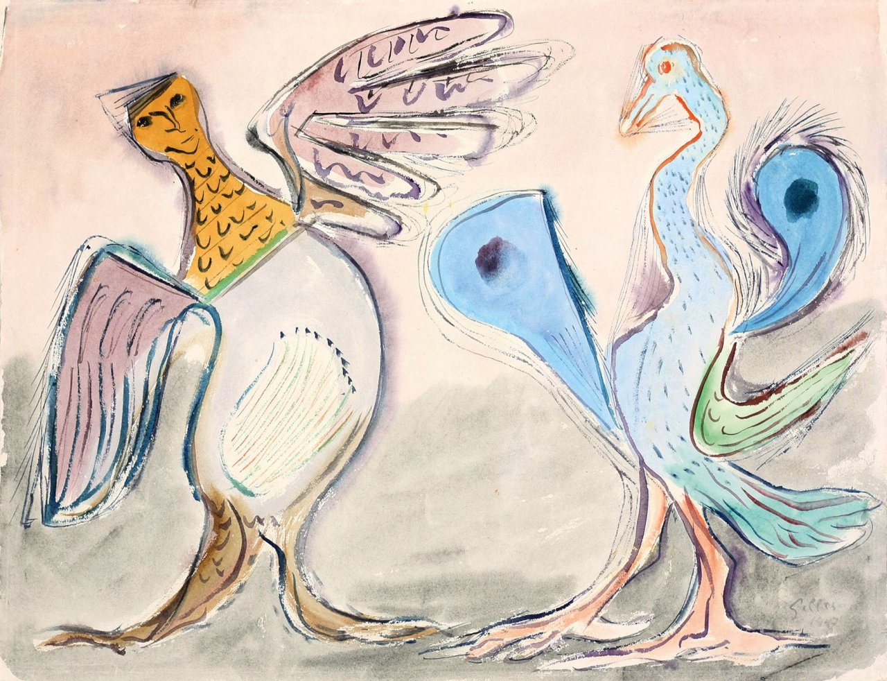 Auf diesem Bild ist das folgende Kunstwerk zu sehen: Werner Gilles. Balztanz. 1947.