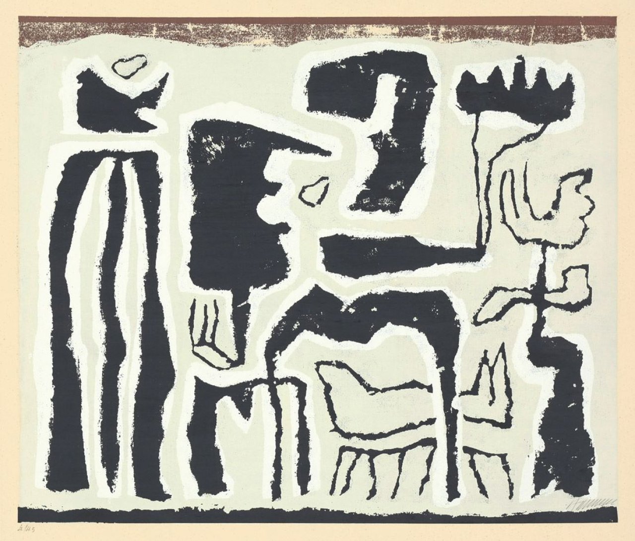 Auf diesem Bild ist das folgende Kunstwerk zu sehen: Willi Baumeister. „Afrikanisch Afrikanische Erzählung“. 1950.