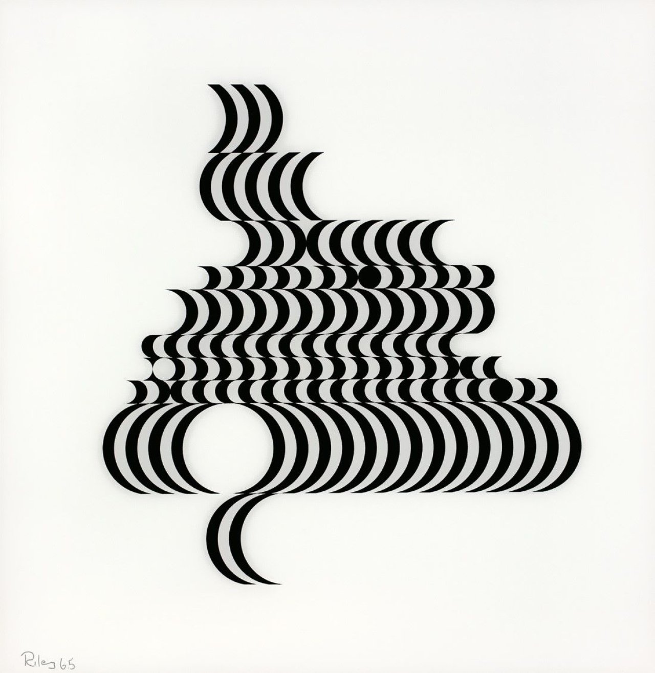 Auf diesem Bild ist das folgende Kunstwerk zu sehen: Bridget Riley. „Untitled [Fragment 2]“. 1965.