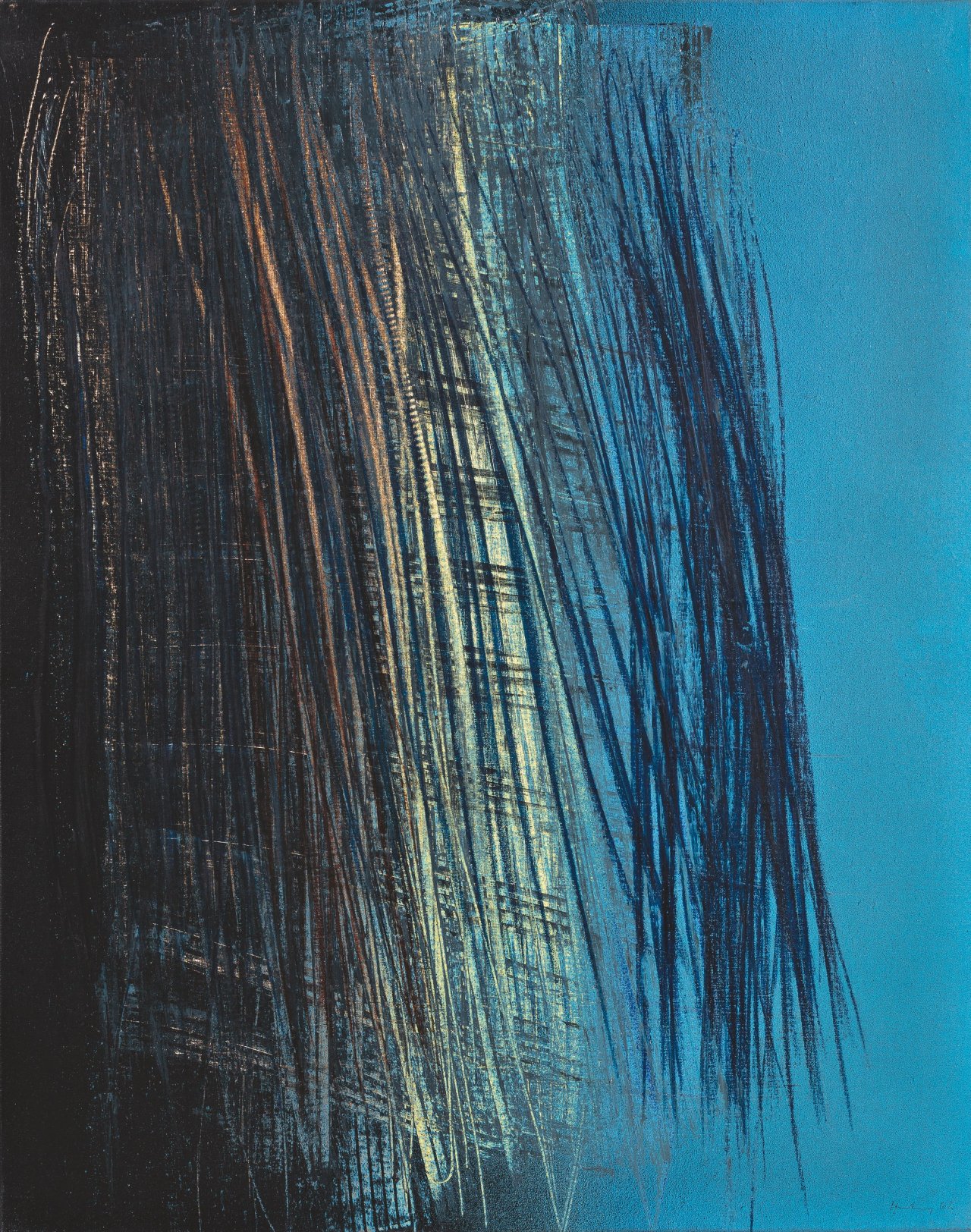 Auf diesem Bild ist das folgende Kunstwerk zu sehen: Hans Hartung. „T 1962 – R 29“. 1962.