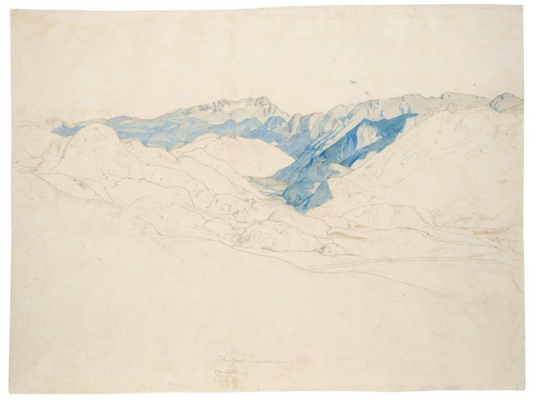 Auf diesem Bild ist das folgende Kunstwerk zu sehen: Ernst Fries. Gebirgsstudie (Italien). Um 1826.