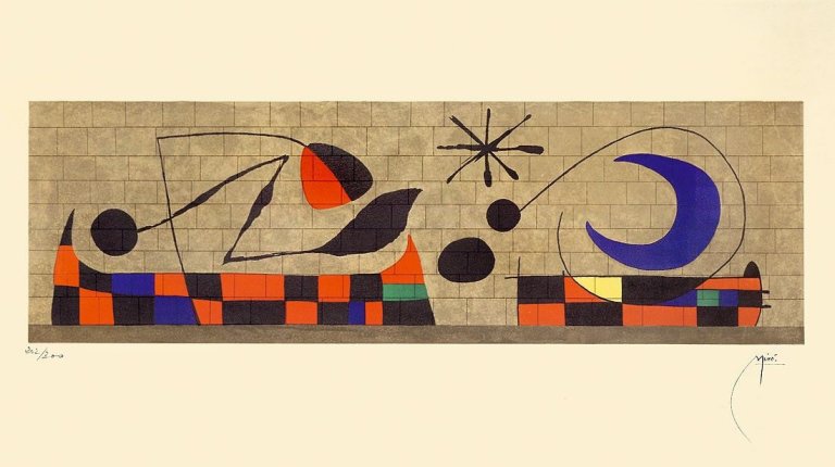 Auf diesem Bild ist das folgende Kunstwerk zu sehen: Nach Joan Miró. Mur de la Lune. 1958.
