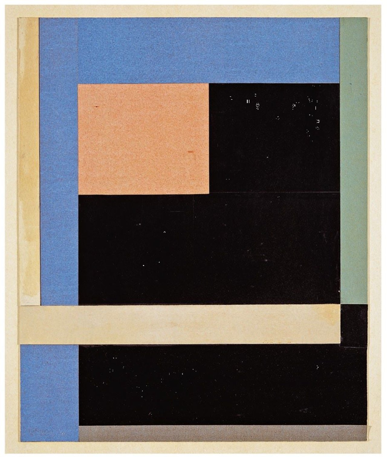Auf diesem Bild ist das folgende Kunstwerk zu sehen: Walter Dexel. „Rot-Blau-Schwarz“ („Collage rot-blau-schwarz“). 1926.