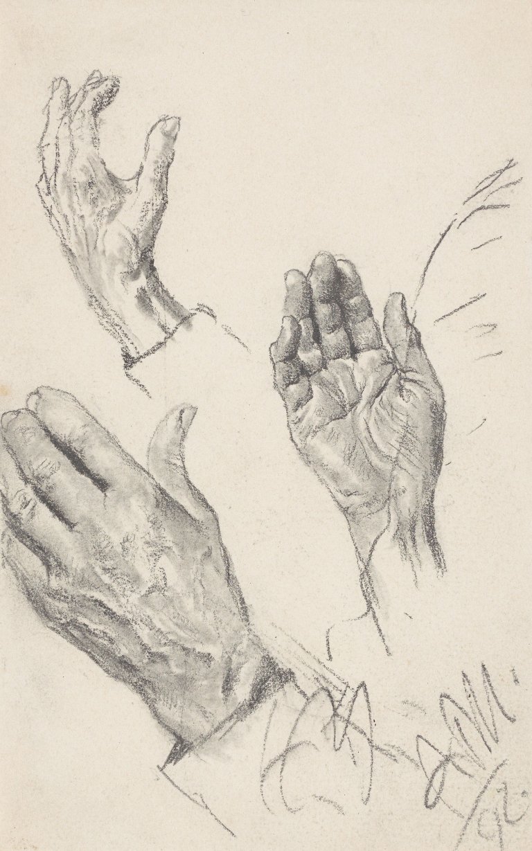 Auf diesem Bild ist das folgende Kunstwerk zu sehen: Adolph Menzel. Handstudien. 1892.