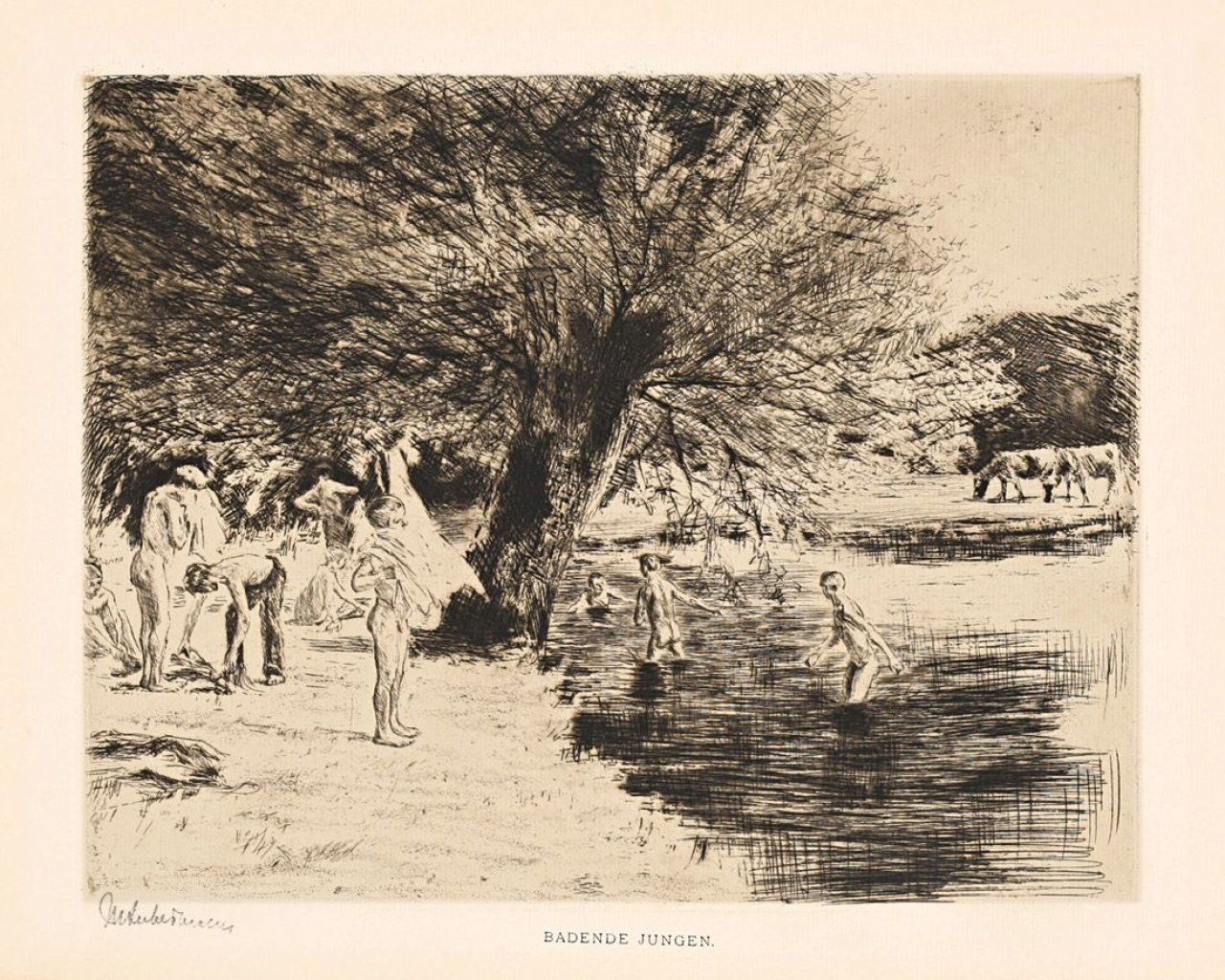 This picture shows the following artwork: Max Liebermann. „Badende Knaben“. 1896.