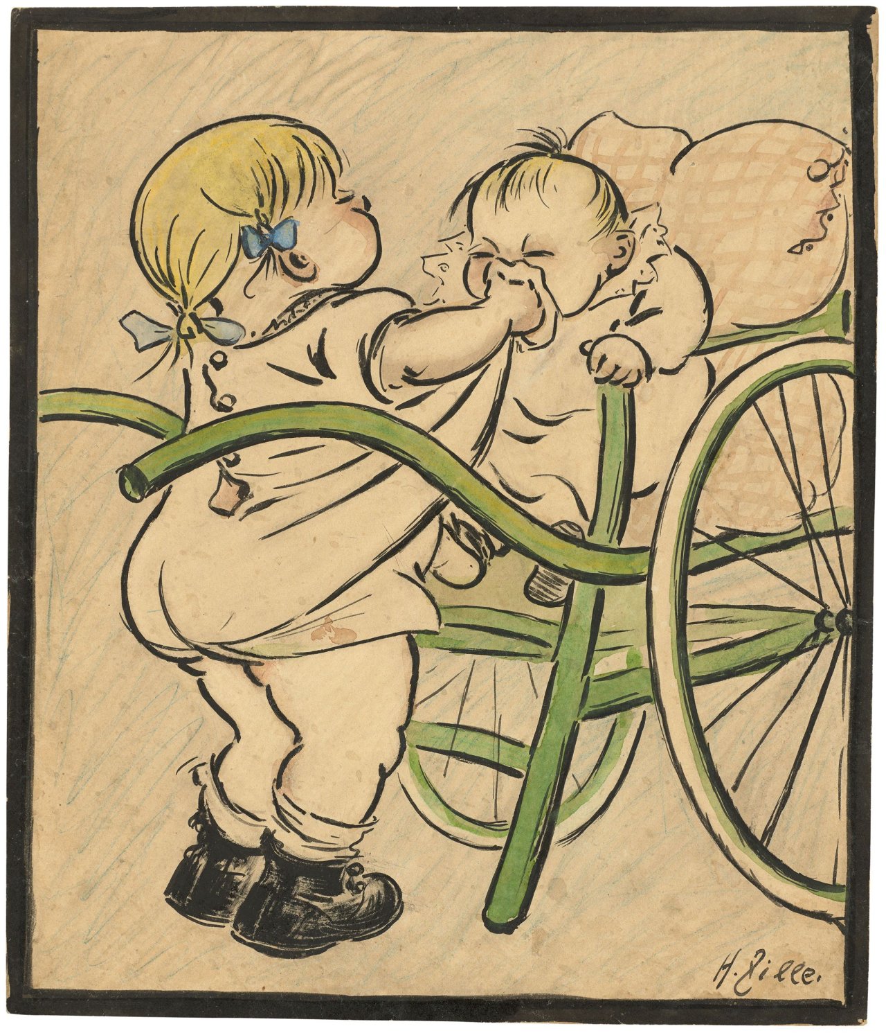 Auf diesem Bild ist das folgende Kunstwerk zu sehen: Heinrich Zille. Drücken mußte. Um 1910.