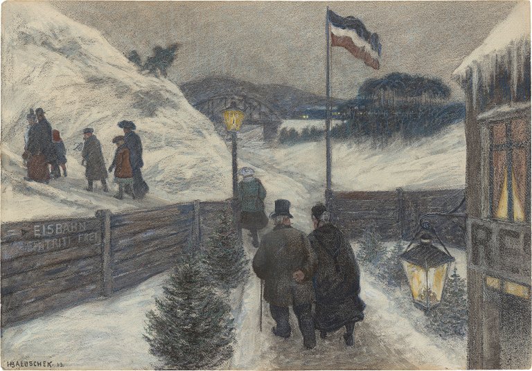 Auf diesem Bild ist das folgende Kunstwerk zu sehen: Hans Baluschek. Eisbahn. 1913.