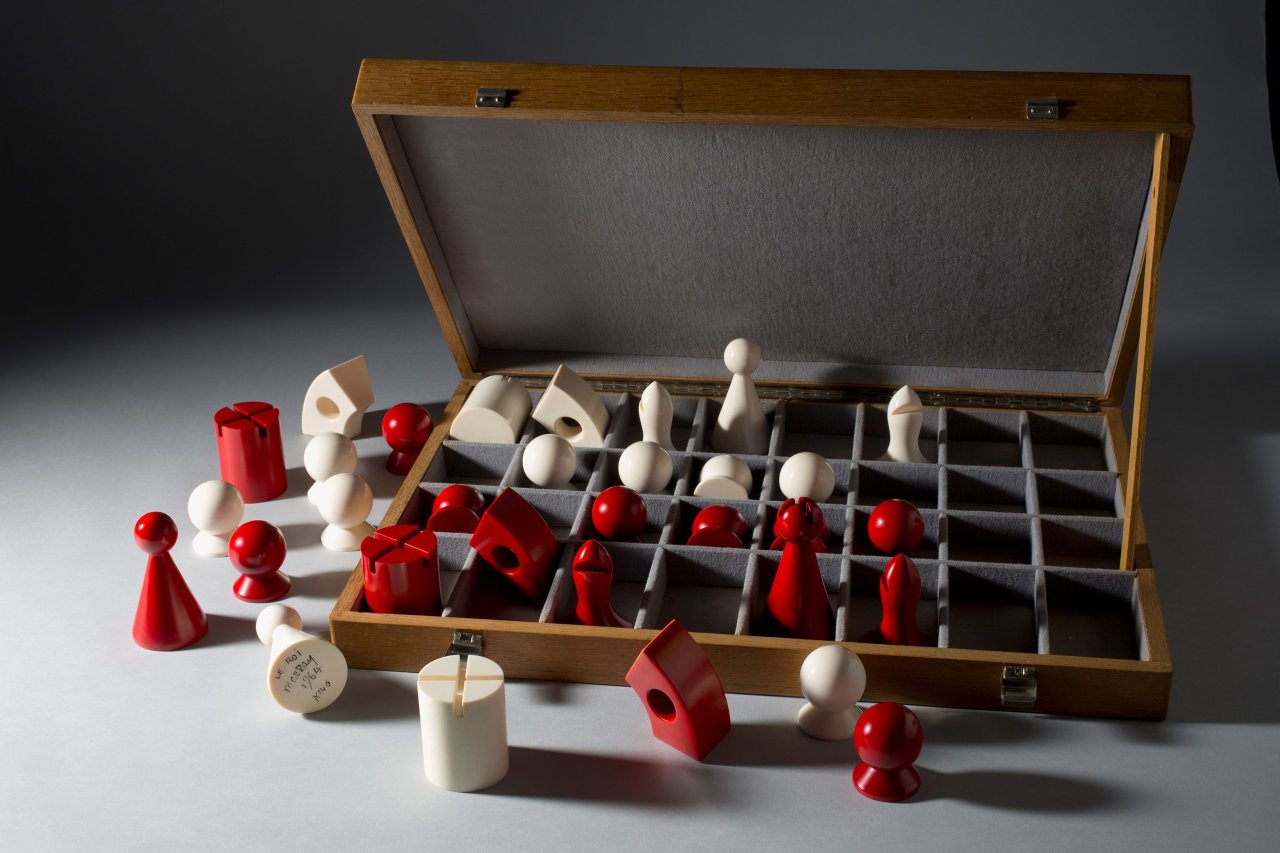 This picture shows the following artwork:  Man Ray. Chess game for Juliet Man Ray – unique work. 1964.