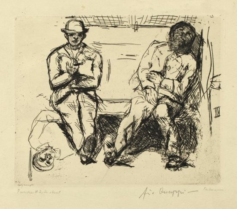 Auf diesem Bild ist das folgende Kunstwerk zu sehen: Max Beckmann. „Vierte Klasse I“. 1913.