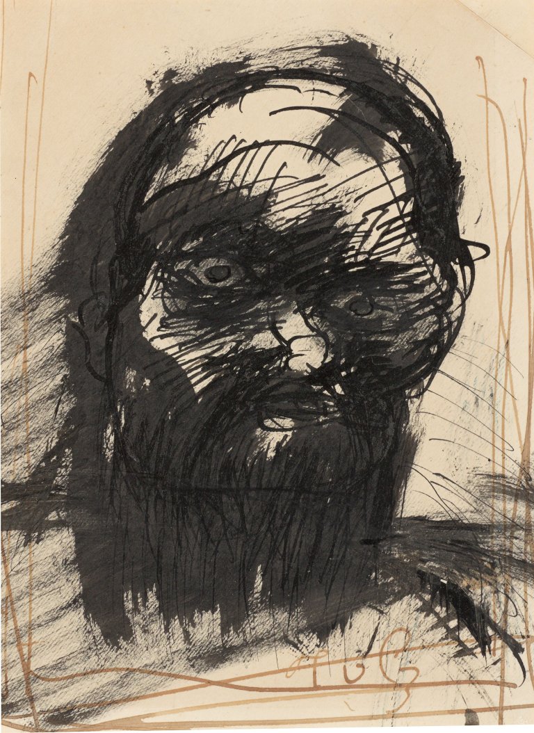 Auf diesem Bild ist das folgende Kunstwerk zu sehen: Paul Holz. Kopf eines bärtigen Mannes.