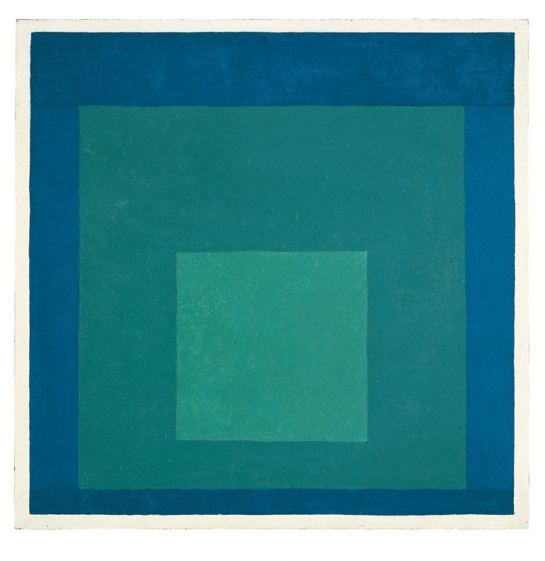Auf diesem Bild ist das folgende Kunstwerk zu sehen: Josef Albers. „Homage to the Square (with variation)“. 1958-1960.