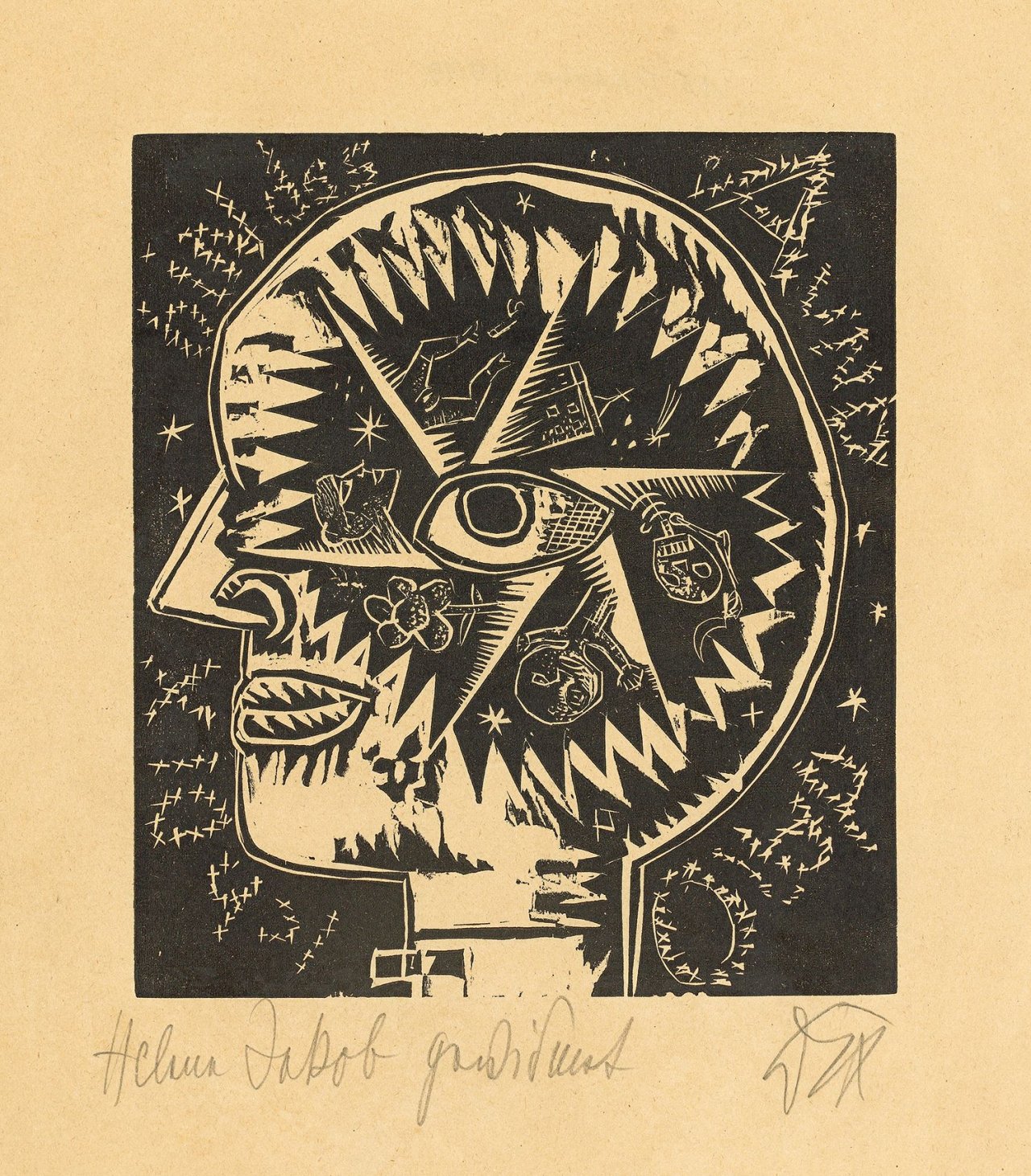 Auf diesem Bild ist das folgende Kunstwerk zu sehen: Otto Dix. „Ich Dix bin das A und O“. 1919.