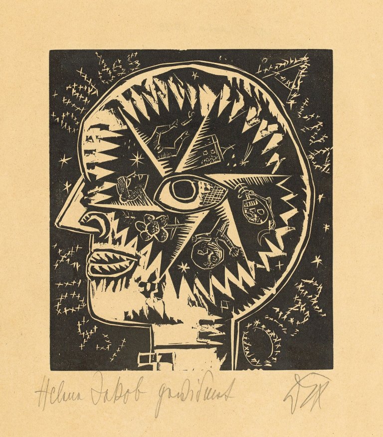 Auf diesem Bild ist das folgende Kunstwerk zu sehen: Otto Dix. „Ich Dix bin das A und O“. 1919.