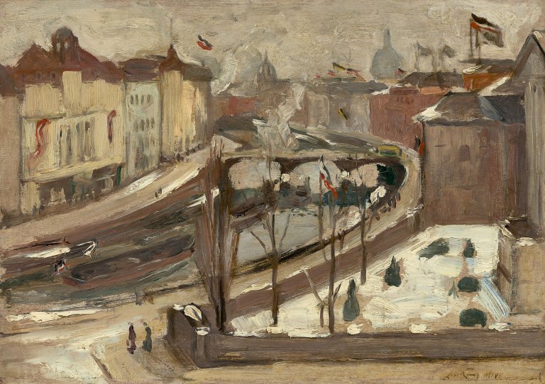 Auf diesem Bild ist das folgende Kunstwerk zu sehen: Leo von König. „Die Spree an der Marschallbrücke“. 1918.