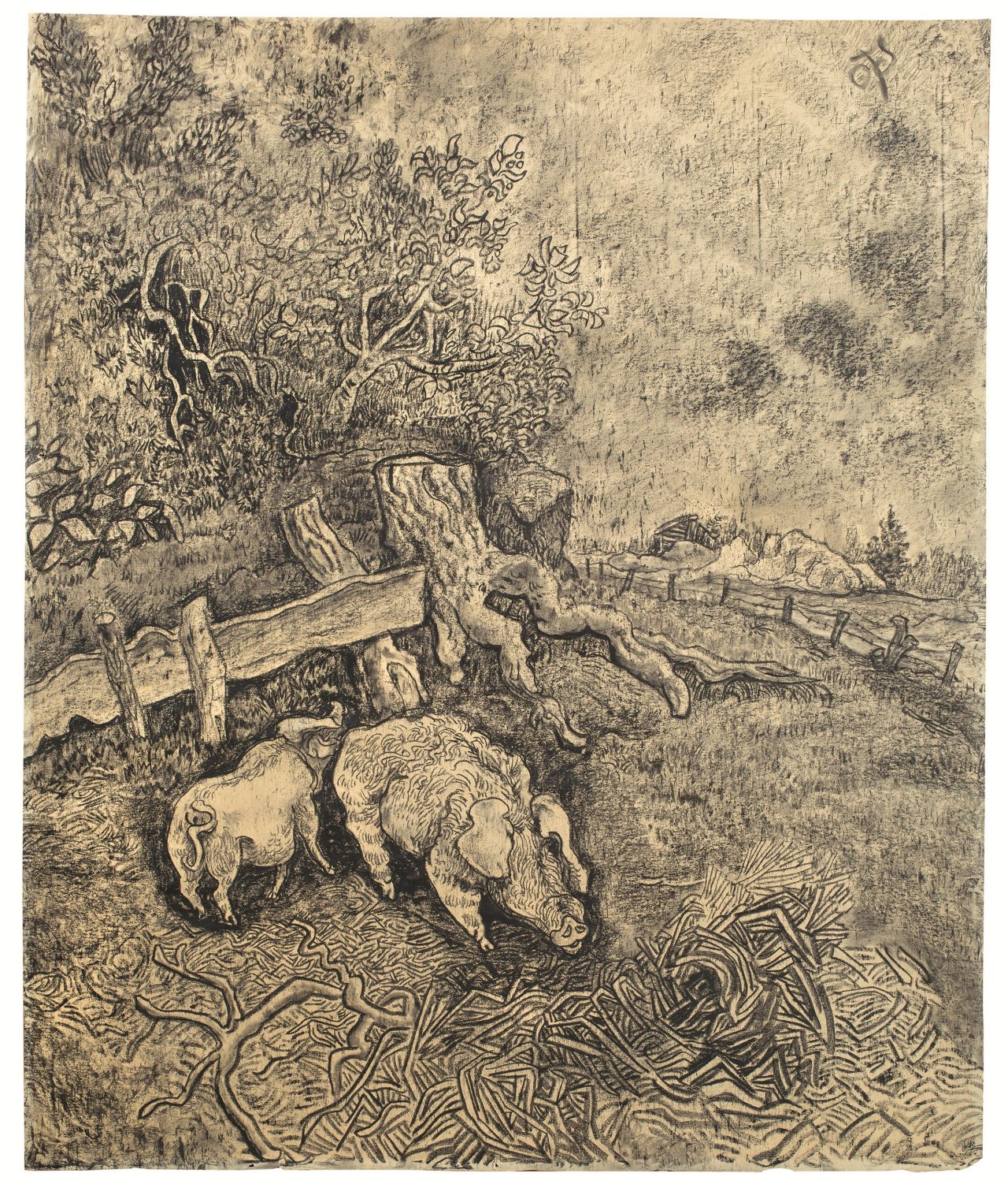 Catalog image of Schweine am Zaun.