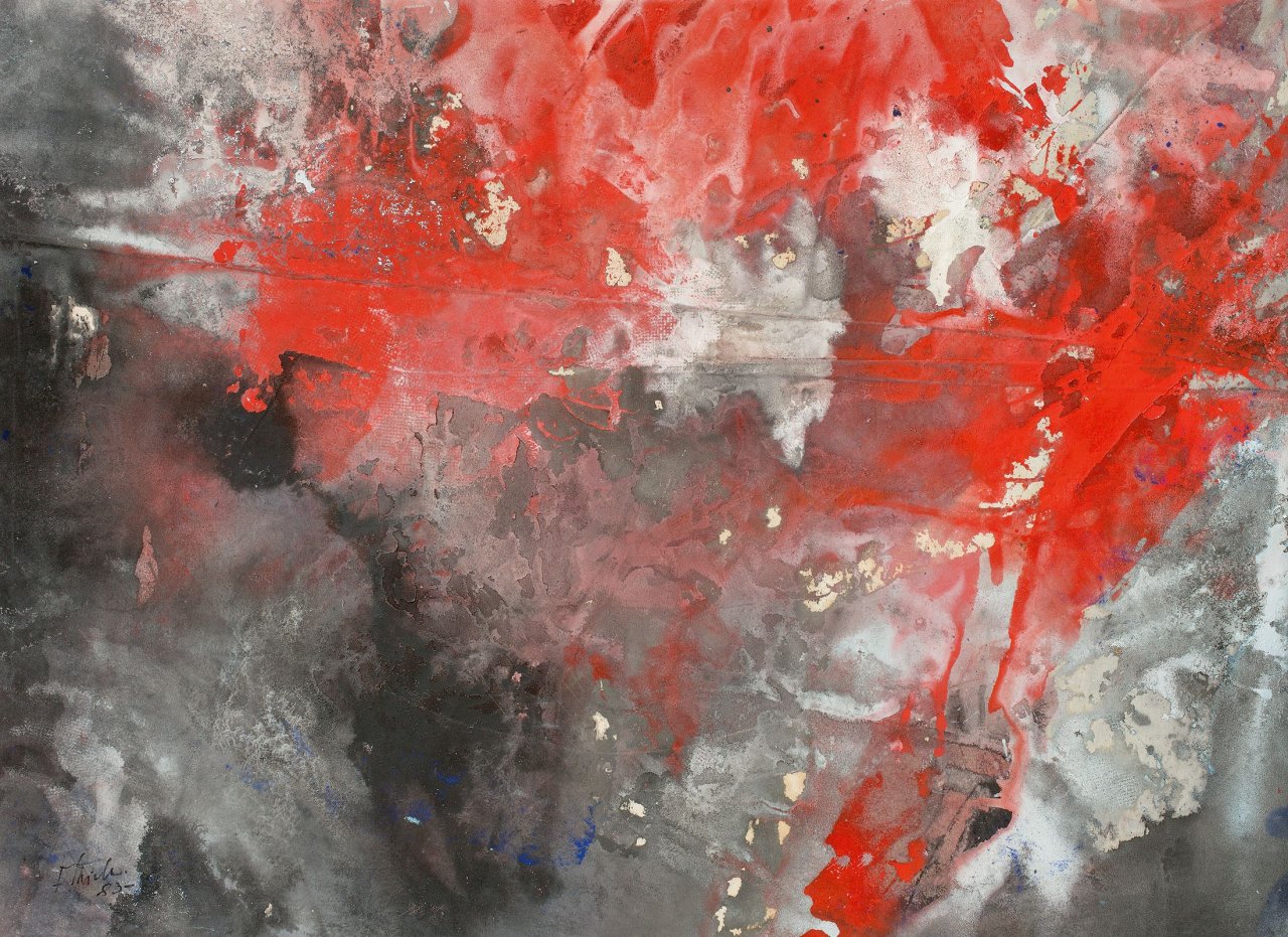 Auf diesem Bild ist das folgende Kunstwerk zu sehen: Fred Thieler. „IV-83-rot“ („Composition rouge“). 1983.