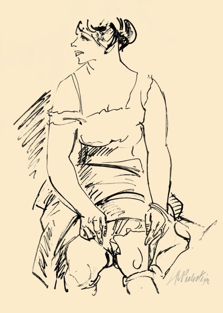 Auf diesem Bild ist das folgende Kunstwerk zu sehen: Max Pechstein. „Das Modell (Beim Ankleiden)“. 1917.