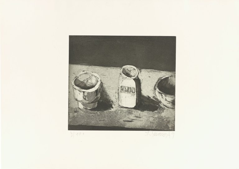 Auf diesem Bild ist das folgende Kunstwerk zu sehen: Klaus Fußmann. „Tischstilleben“ / „Stilleben“. 1977 / 1978/79.