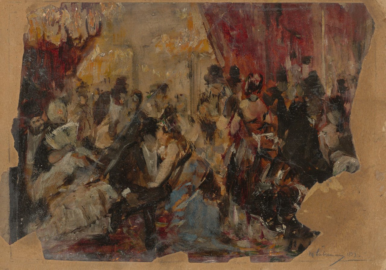 This picture shows the following artwork: Max Liebermann. ”Skizze aus den ,Folies-Bergère‘”. 1873.