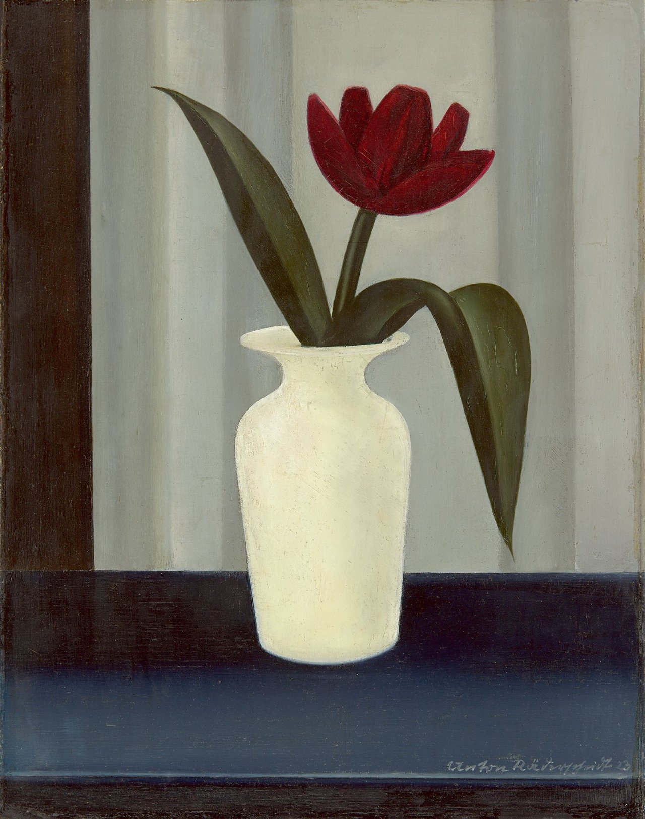 Auf diesem Bild ist das folgende Kunstwerk zu sehen: Anton Räderscheidt. „Stillleben mit roter Tulpe“. 1923.