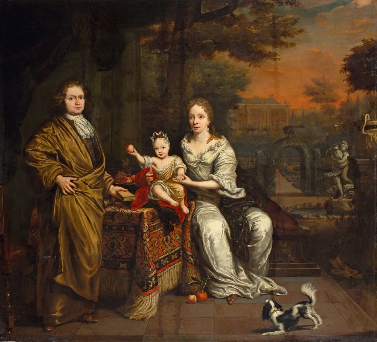 Auf diesem Bild ist das folgende Kunstwerk zu sehen: Herman Collenius. Portrait einer Groninger Familie im Garten. Um 1685/89.