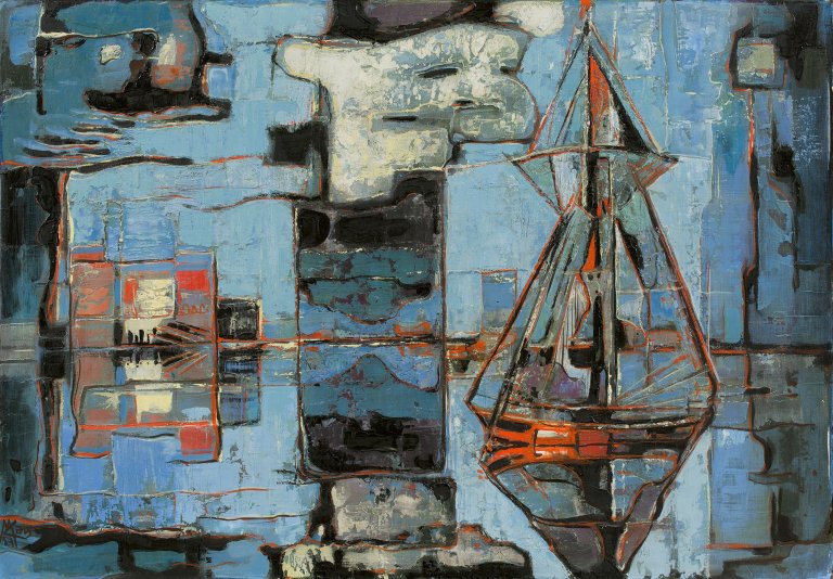 Auf diesem Bild ist das folgende Kunstwerk zu sehen: Max Kaus. „Marina di Anzio“. 1957.