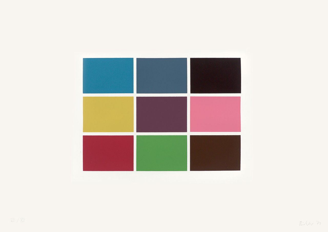 This picture shows the following artwork: Gerhard Richter. „9 von 180 Farben“. 1971.