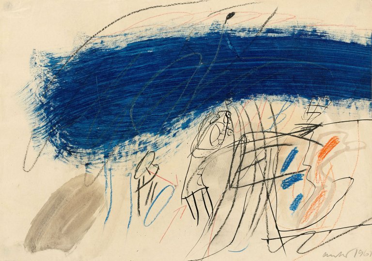 Auf diesem Bild ist das folgende Kunstwerk zu sehen: Horst Antes. „Mit Figur“. 1961.