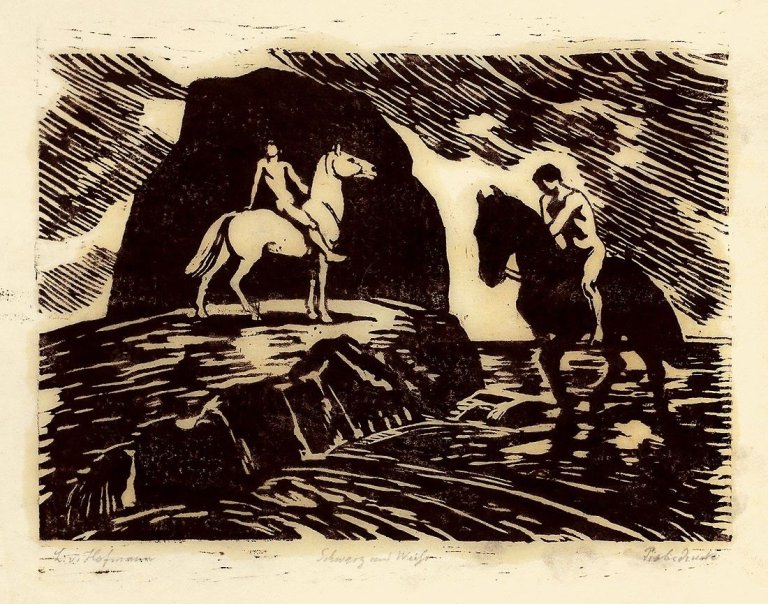 Auf diesem Bild ist das folgende Kunstwerk zu sehen: Ludwig von Hofmann. Schwarz und Weiss.