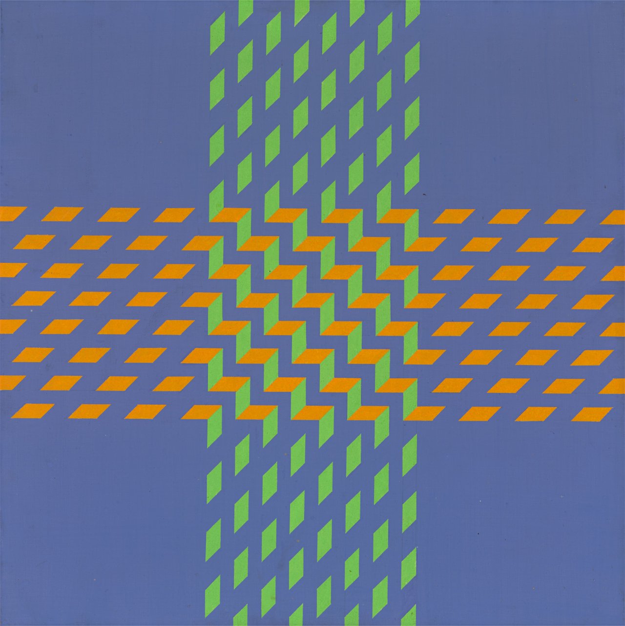 Auf diesem Bild ist das folgende Kunstwerk zu sehen: Anton Stankowski. Kreuzform durch Überlagerung grün. 1971.