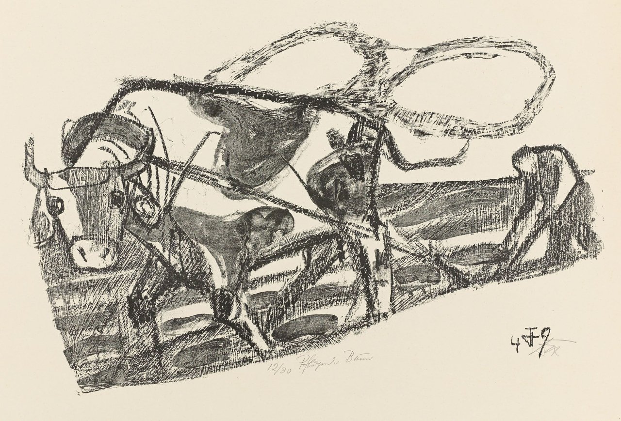 Auf diesem Bild ist das folgende Kunstwerk zu sehen: Otto Dix. „Pflügender Bauer “. 1949.