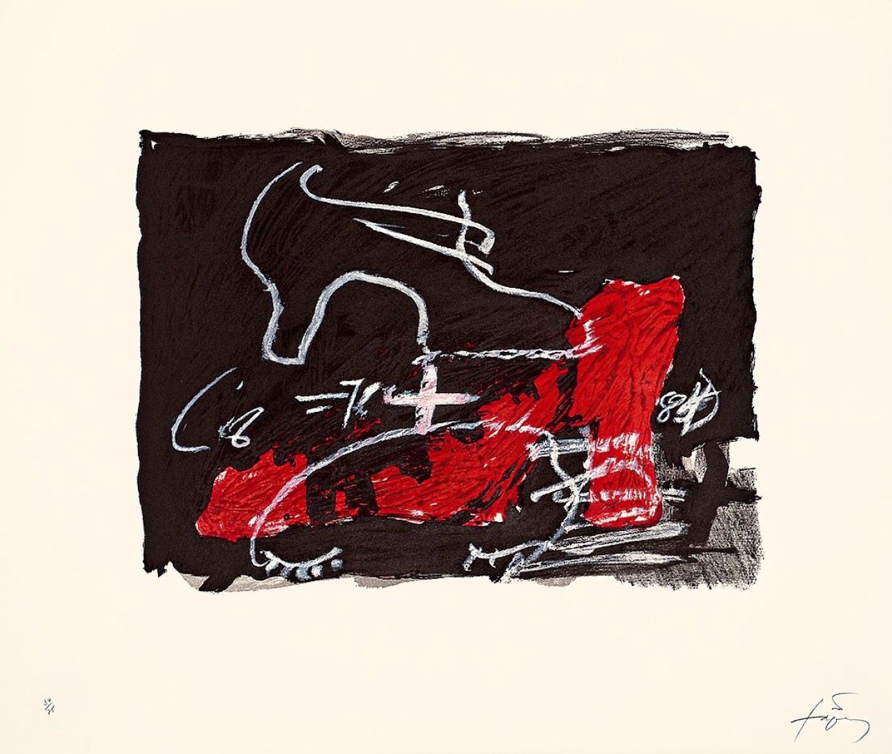 Auf diesem Bild ist das folgende Kunstwerk zu sehen: Antoni Tàpies. „Deux Chaussures“. 1984.
