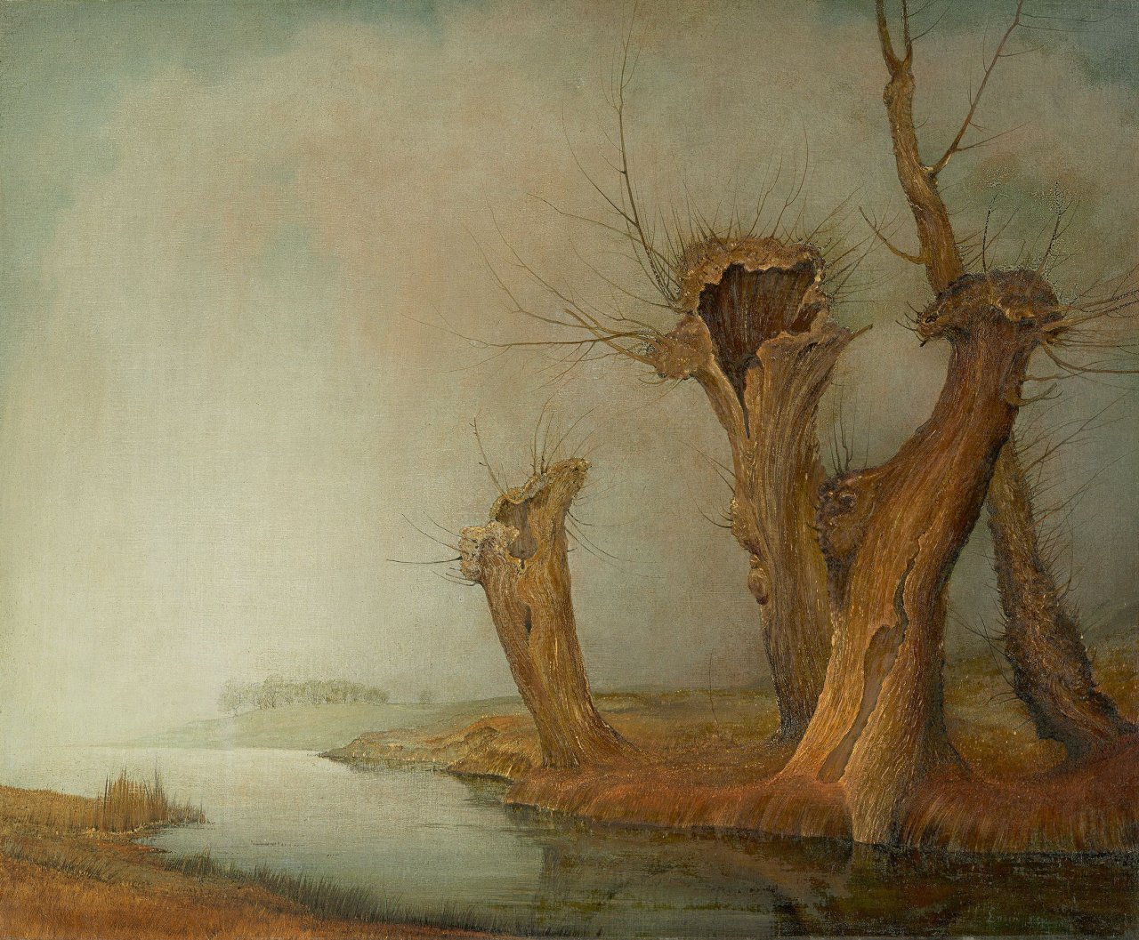 Auf diesem Bild ist das folgende Kunstwerk zu sehen: Franz Lenk. „Weiden am Wasser“. 1937.