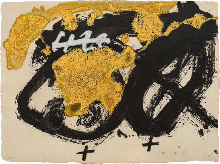 Auf diesem Bild ist das folgende Kunstwerk zu sehen: Antoni Tàpies. „Formes i vernis“. 1986.