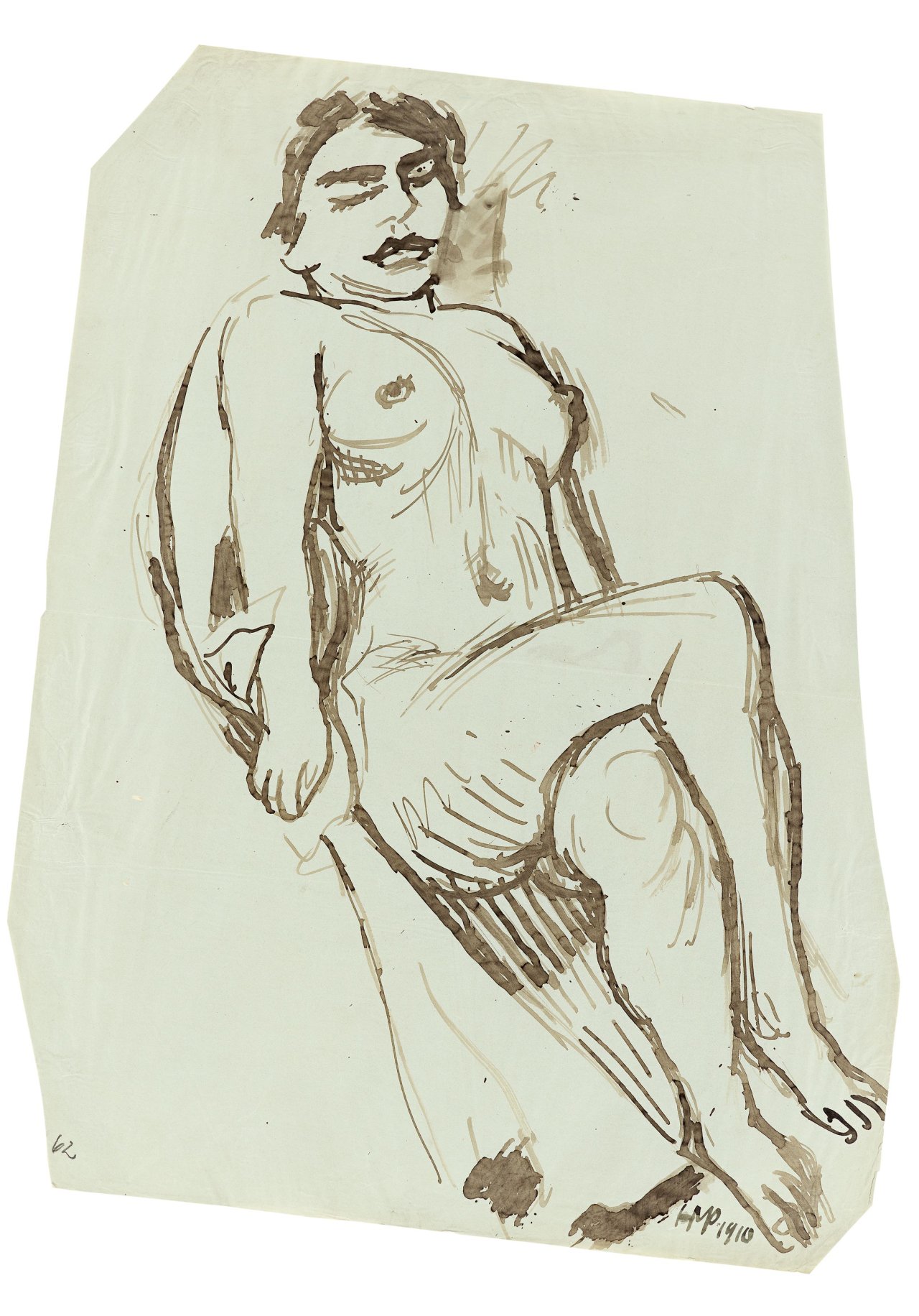 Auf diesem Bild ist das folgende Kunstwerk zu sehen: Max Pechstein. Ruhender Akt. 1910.