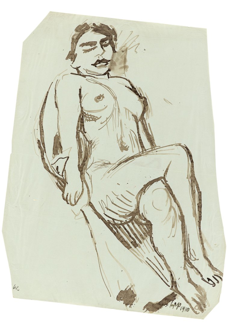 Auf diesem Bild ist das folgende Kunstwerk zu sehen: Max Pechstein. Ruhender Akt. 1910.