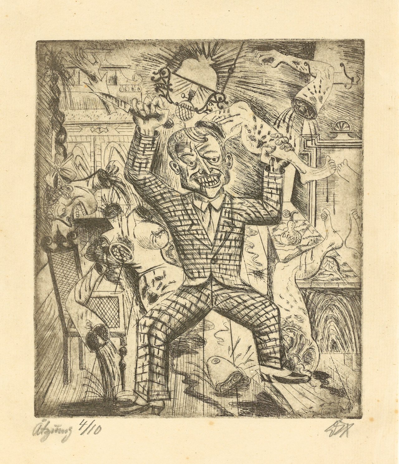 Auf diesem Bild ist das folgende Kunstwerk zu sehen: Otto Dix. „Der Lustmörder“. 1920.