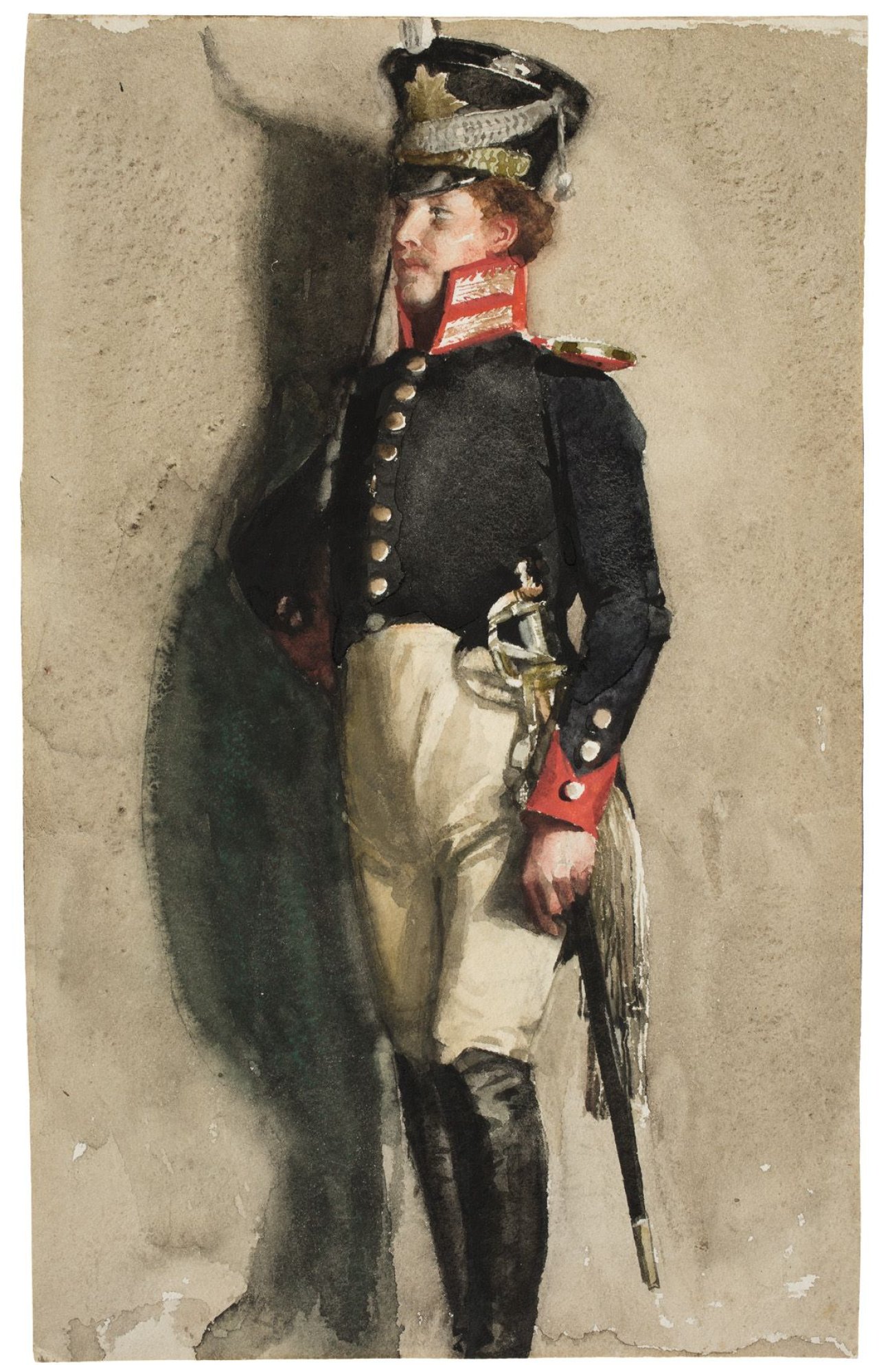 This picture shows the following artwork: Franz Skarbina. Deutscher Soldat zur Zeit Napoleons. Circa 1884.
