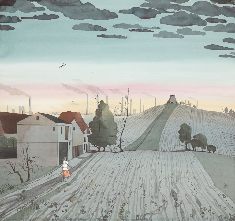 Auf diesem Bild ist das folgende Kunstwerk zu sehen: Karl Hermann Roehricht. „Schwedt/Heinersdorf“. 1975.