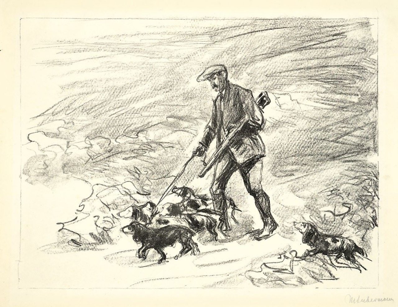 This picture shows the following artwork: Max Liebermann. „Jäger mit Hunden (Zweite Fassung)“. 1917.