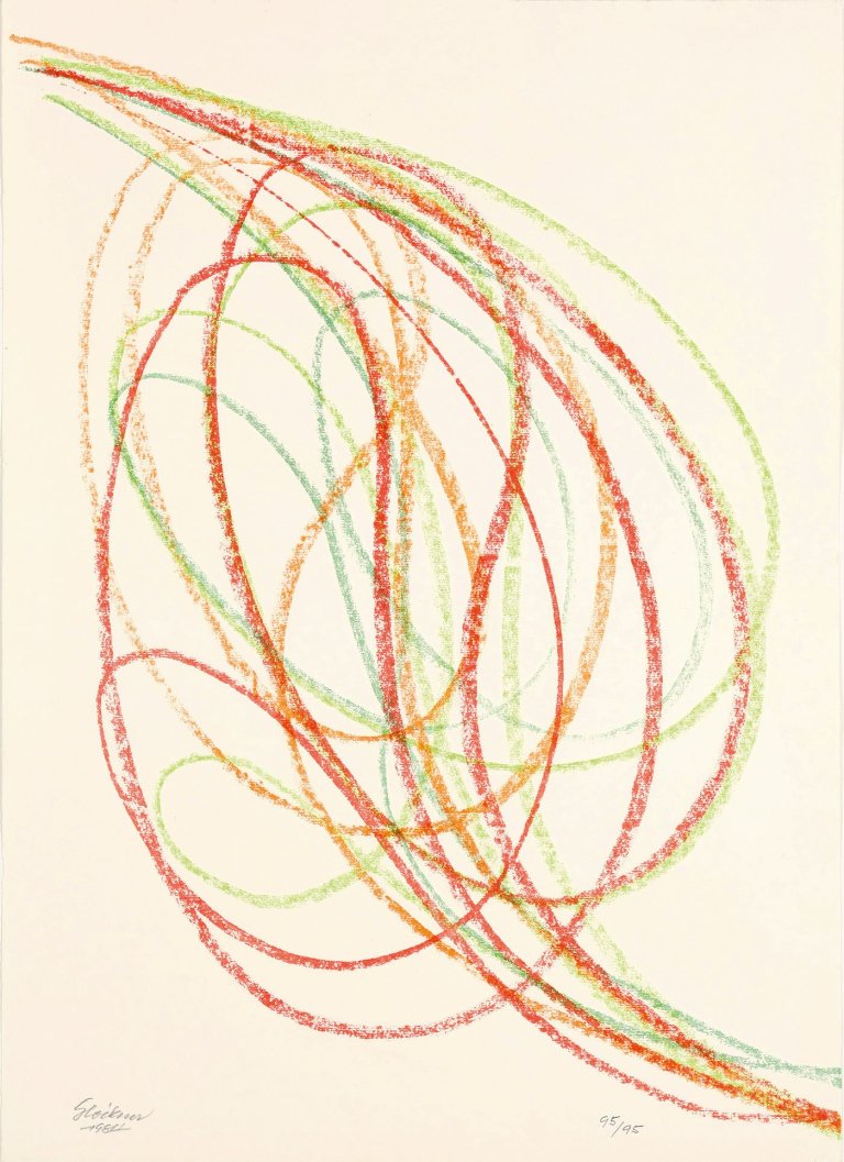 Auf diesem Bild ist das folgende Kunstwerk zu sehen: Hermann Glöckner. Schwünge (Blattform). 1984.