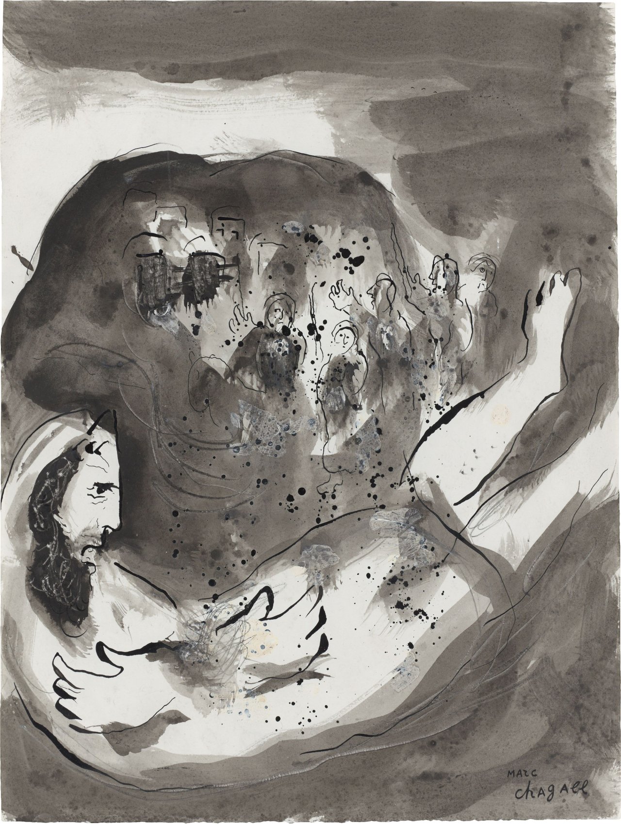 Auf diesem Bild ist das folgende Kunstwerk zu sehen: Marc Chagall. „Prophétie d’Abdias“ (Die Prophezeiung Obadjas vom Gericht über Edom). 1956.