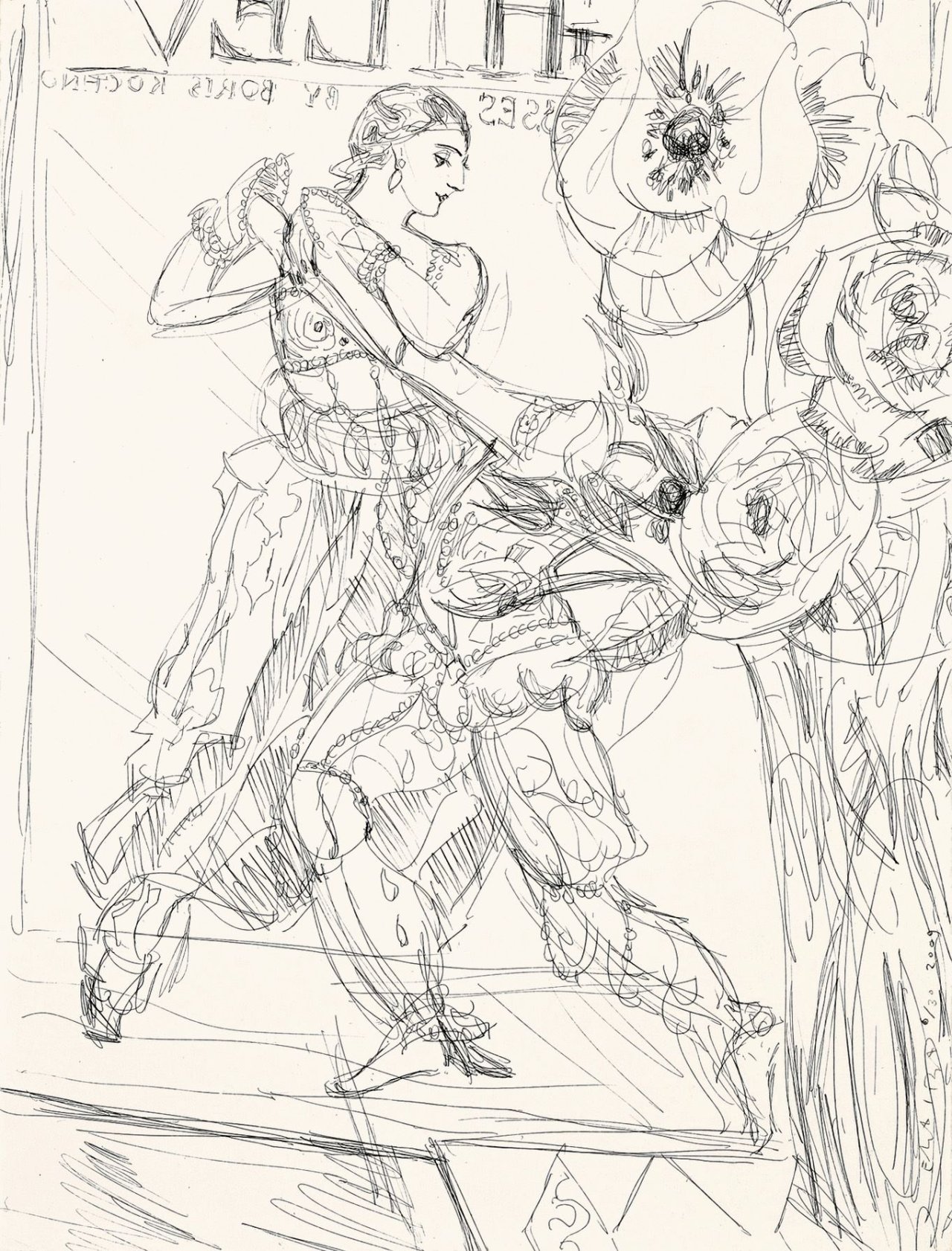 Auf diesem Bild ist das folgende Kunstwerk zu sehen: Elizabeth Peyton. Flowers & (Sergei) Diaghilev. 2009.