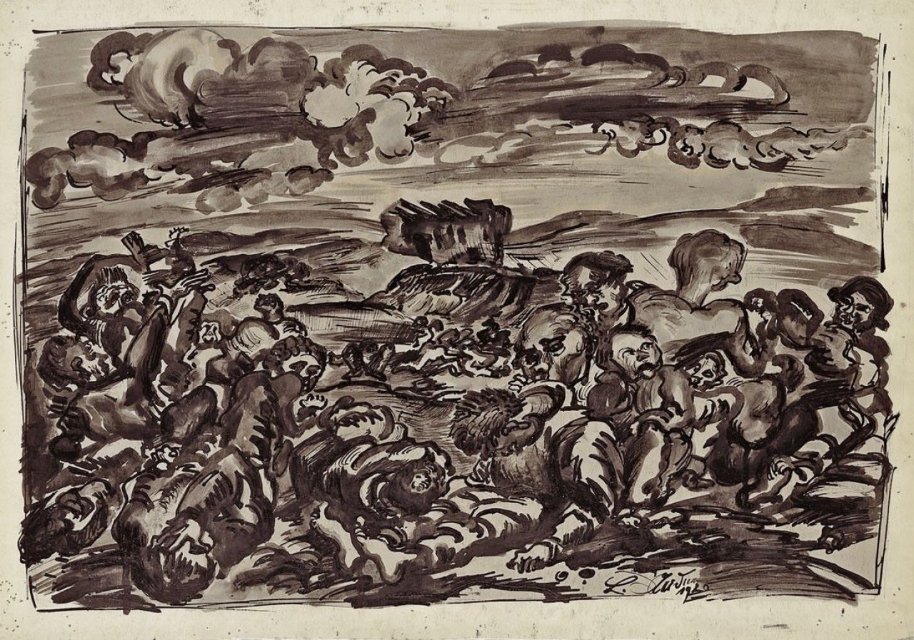 Auf diesem Bild ist das folgende Kunstwerk zu sehen: Ludwig Meidner. Apokalypse. 1920.